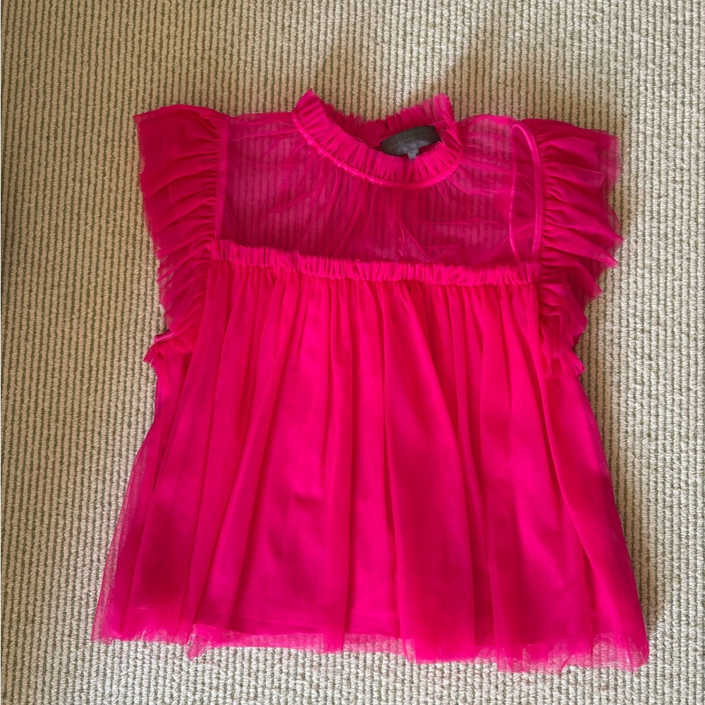 Anthropologie Pink Tulle Blouse
